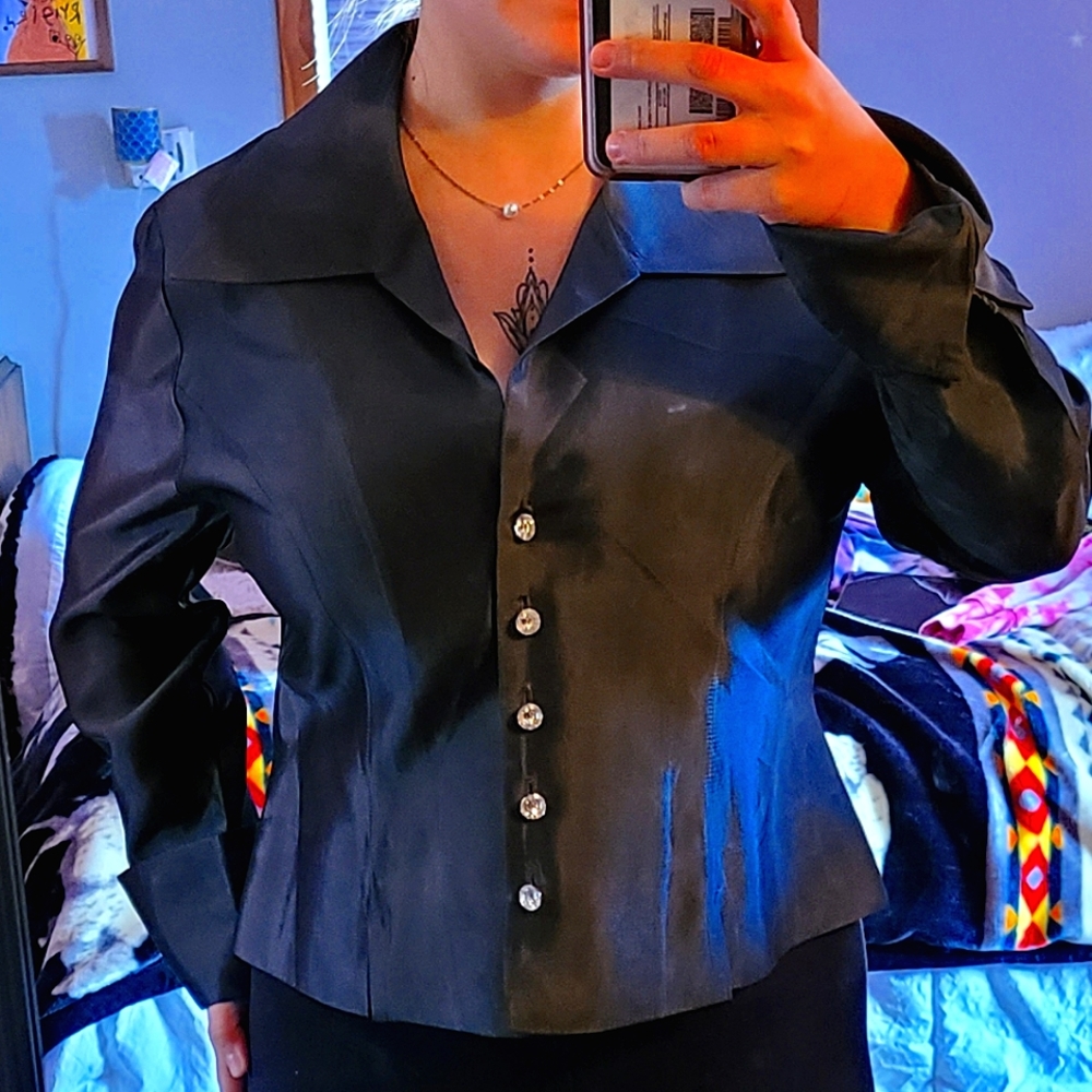 Js Collections Button Down Blouse Size 12 - image 1